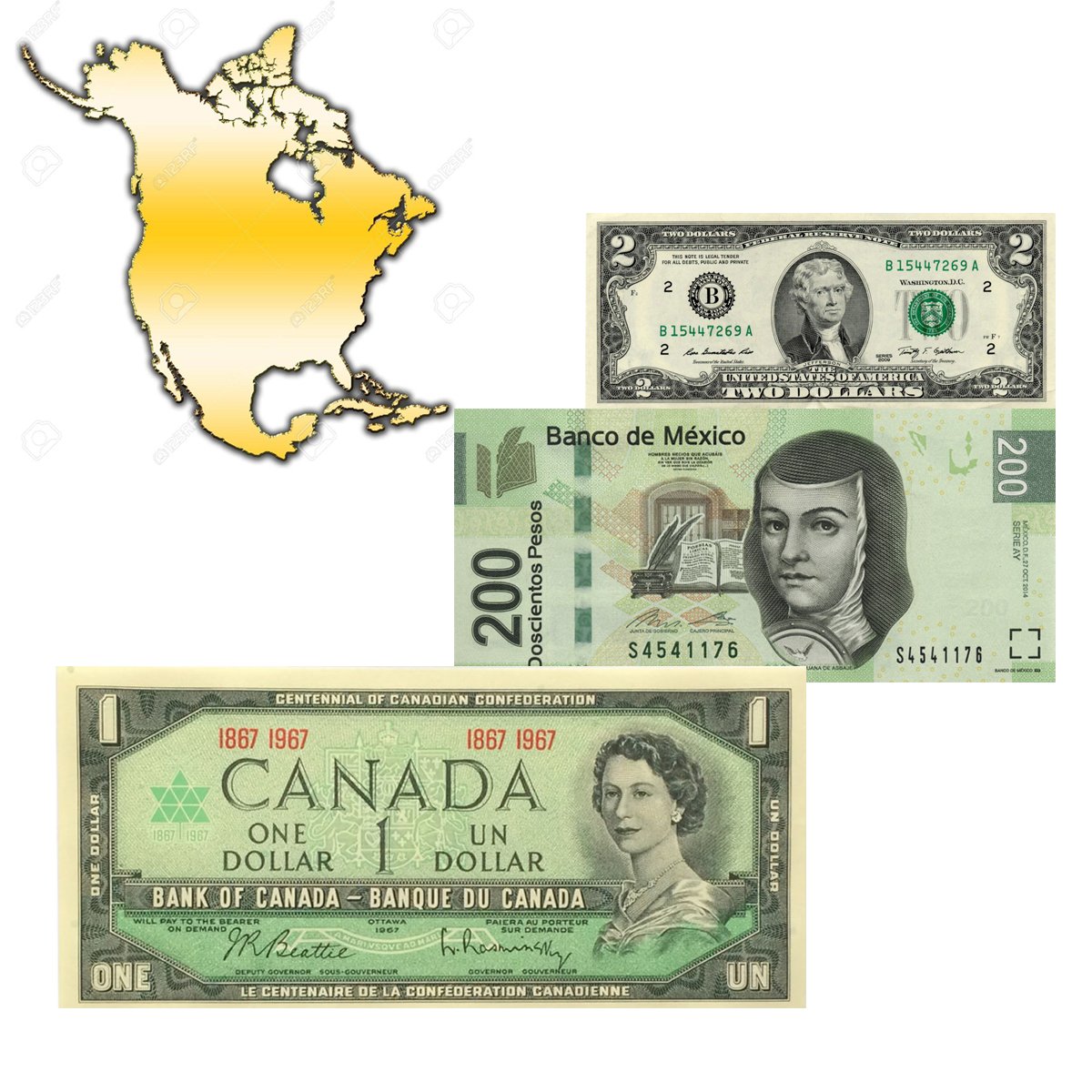 Северная Америка - Банкноты